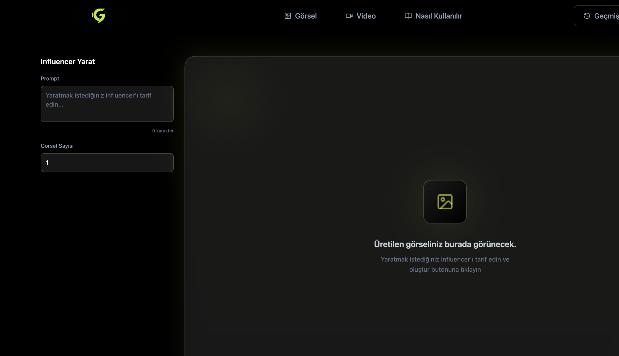 Influencer oluşturma aracı örneği